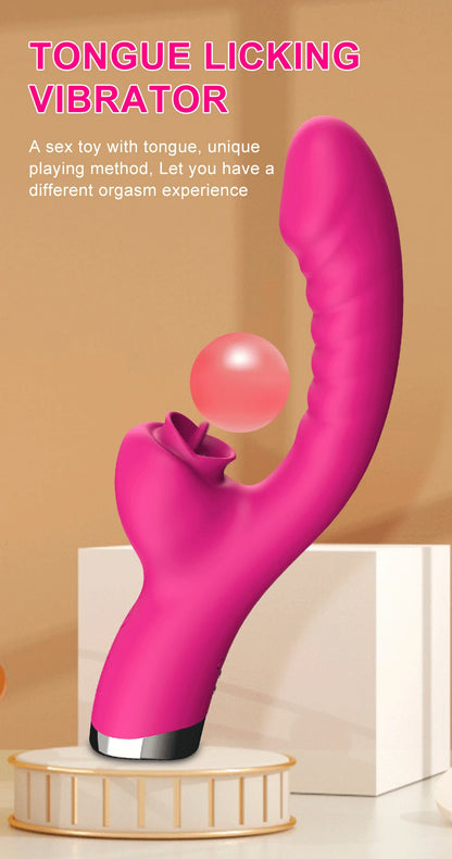 Tongue Licking Vibrator 2 In 1 Adult Women Sex Toys Dildos Vibrators