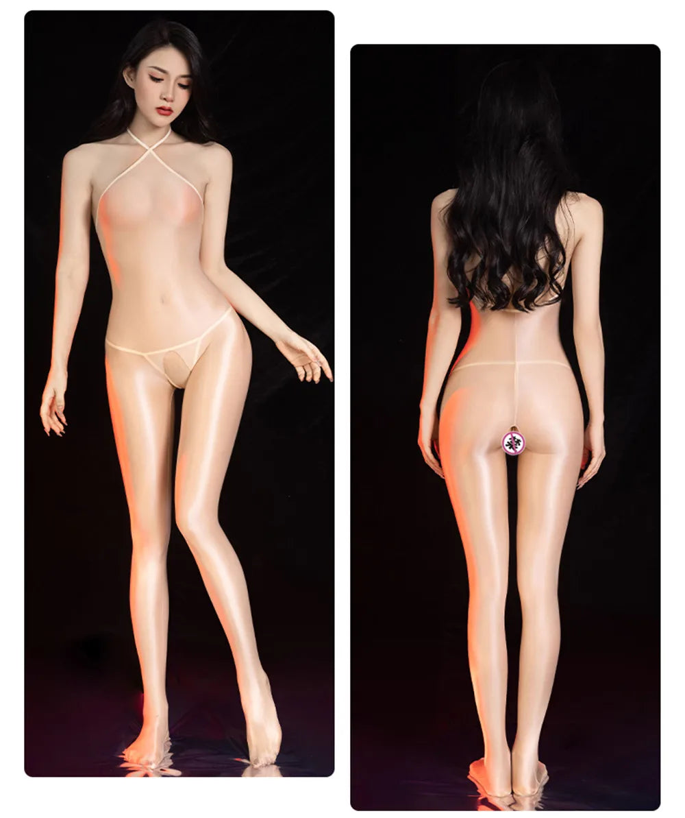 Sexy Backless Open Crotch Jumpsuit Ultra-thin