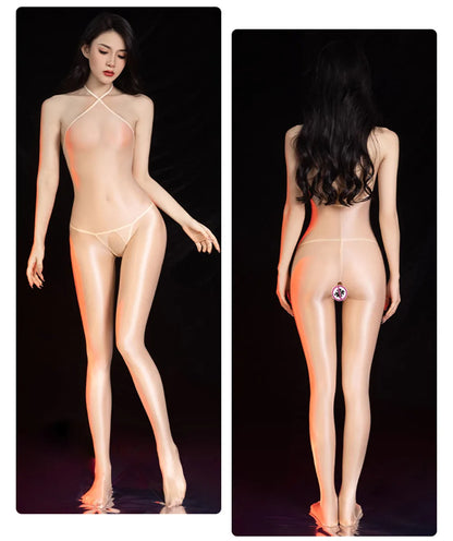 Sexy Backless Open Crotch Jumpsuit Ultra-thin