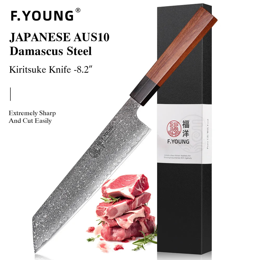 F.YOUNG 8.2" Japanese Kiritsuke Knife - 67-Layer Damascus Steel Professional Chef Knife