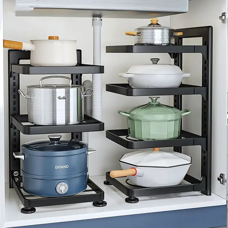 Complete Kitchen Organization System - Stainless Steel Shelves & Multi-Layer Storage Solution