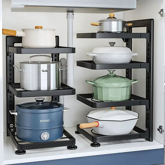 Complete Kitchen Organization System - Stainless Steel Shelves & Multi-Layer Storage Solution