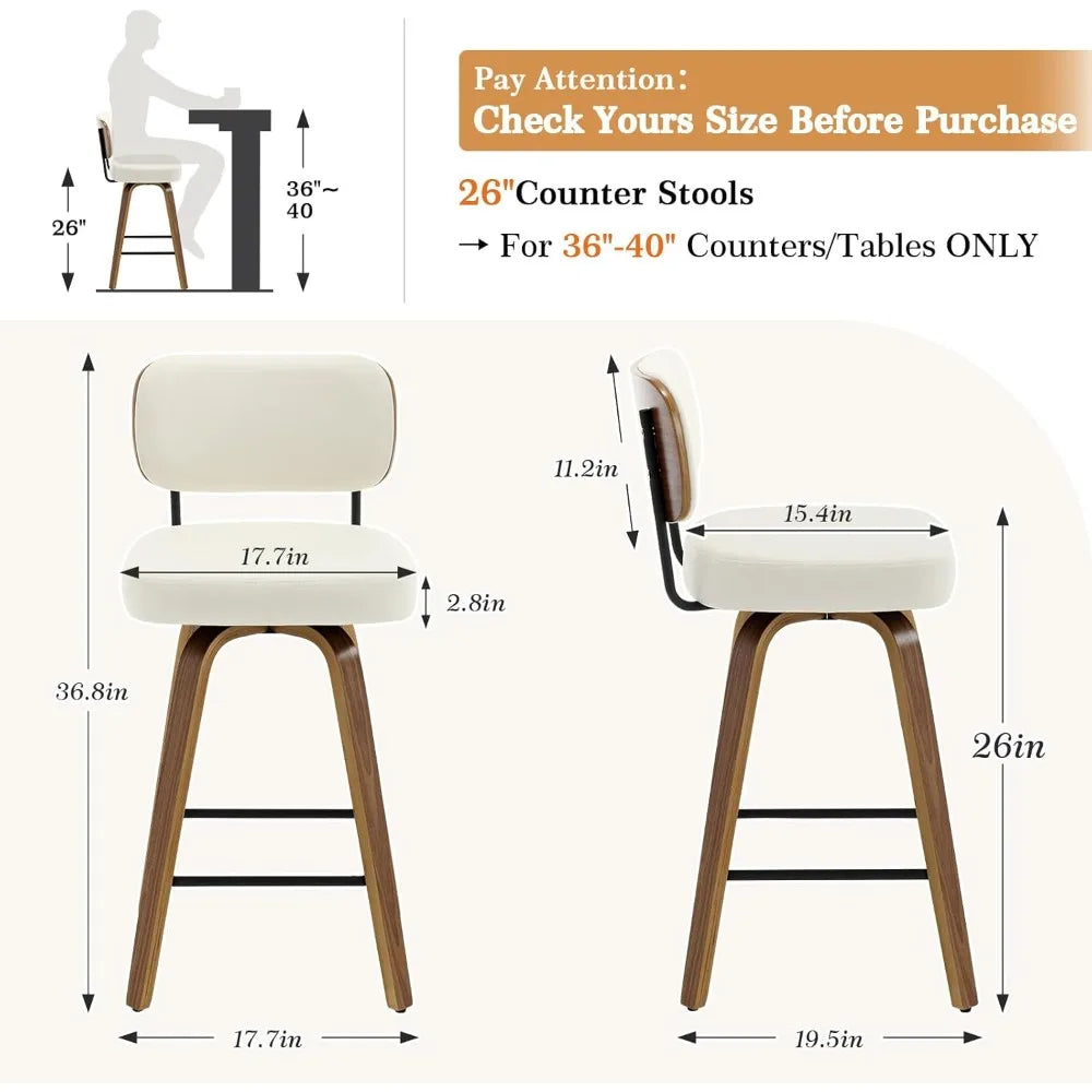 GUANGBAI Swivel Counter Height Bar Stools Set of 4