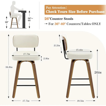 GUANGBAI Swivel Counter Height Bar Stools Set of 4