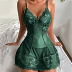 Women Nightdress Sexy Lace Chemise Bow Nightgown Sleepwear