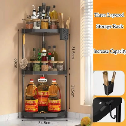 Kitchen Seasoning Shelf Spice Countertop Corner Stands Multi-layer Storage