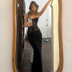 Women's Lace Sheer Strap Fashion Sexy Party Evening Gown