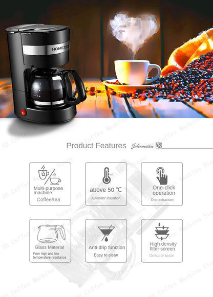 Household Small American Drip Coffee Maker Fully Automatic Tea Maker Portable
