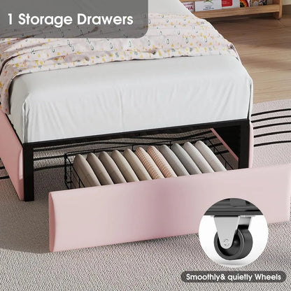 ANGDUO Princess Bed Frame with LED Lights