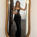 Women's Lace Sheer Strap Fashion Sexy Party Evening Gown