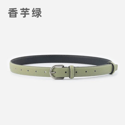 pipiTan Women's Lychee Texture Cowhide Belt