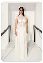 Elegant White Sheer Illusion Dress with Tulle Skirt–Temperament Sleeveless