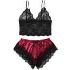 Sexy Womens Lace Sleepwear Lace Nachtkleding Lingerie Sleeveless V-Neck Babydoll Pajamas Set Lingerie Tops Shorts Set Nightwear