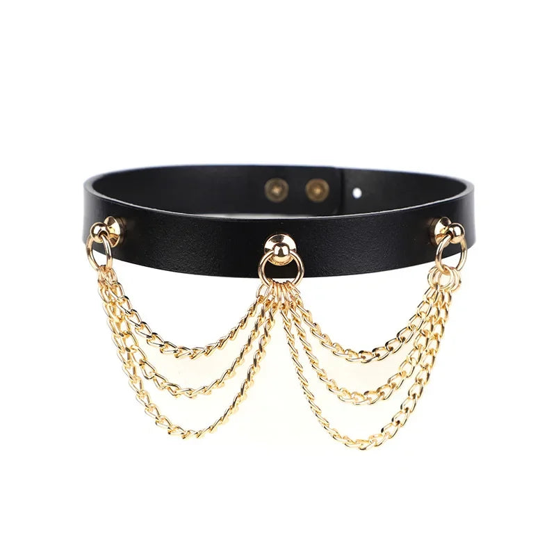 Adult Games Genuine Leather Series Slave Bed Neck Restraint Belt Strap