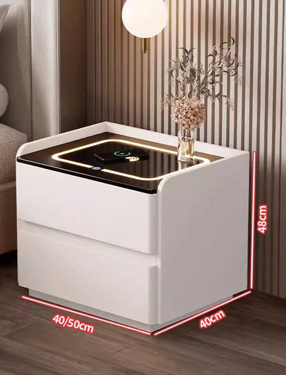 Smart Solid Wood Nightstand with Wireless Charging