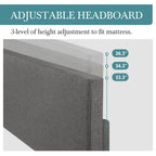 Upholstered Bed Frame with Adjustable Headboard HOOMIC