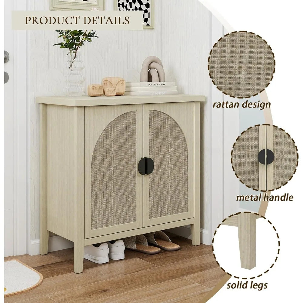 ZHUXIANG Rattan Cabinet - Modern Storage Sideboard
