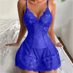 Women Nightdress Sexy Lace Chemise Bow Nightgown Sleepwear