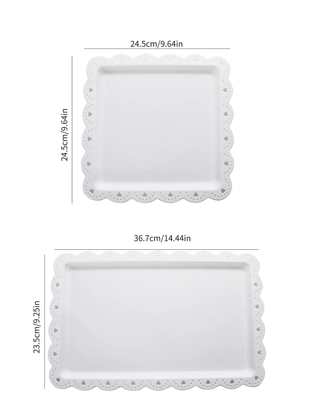 Rectangular Dessert Plates Set of 2 - Reusable PP Plastic Square Serving Plates The Max Mall