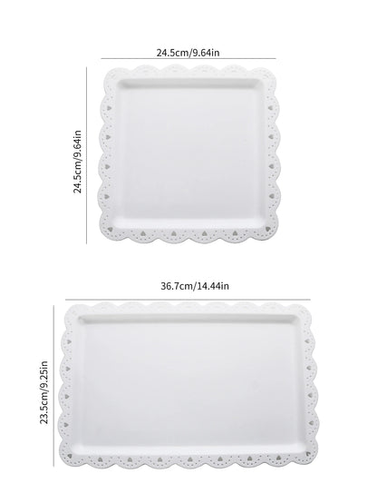 Rectangular Dessert Plates Set of 2 - Reusable PP Plastic Square Serving Plates