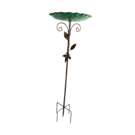 Metal Bird Bath - 5-Prong Base Stake Weatherproof Feeder