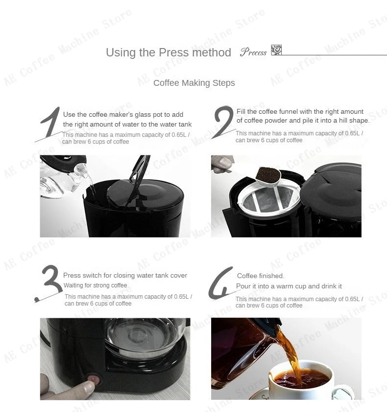 Household Small American Drip Coffee Maker Fully Automatic Tea Maker Portable