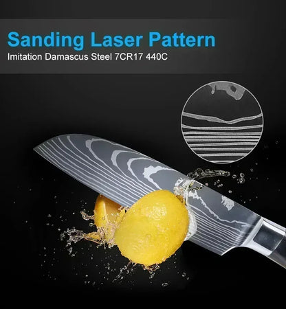 Laser Damascus Kitchen Knife