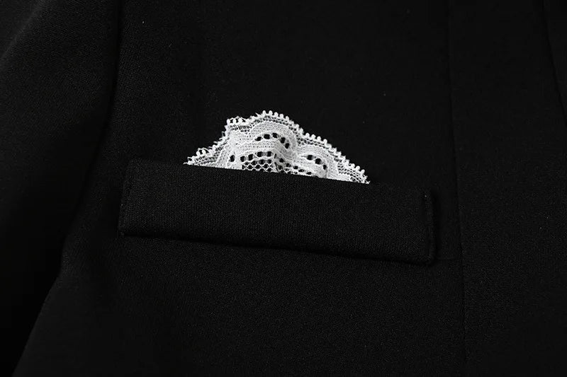 Lace Fashion Suit Jumpsuit Female Blazer Body Top V-Neck Slim Long Sleeve Sexy Cardigan Streetwear Women Black Rompers New