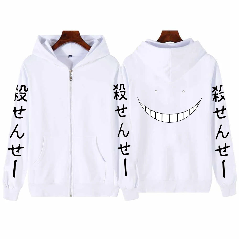 HODIEJAN Men's Cartoon Print Hoodie - Fleece Zip-Up Streetwear