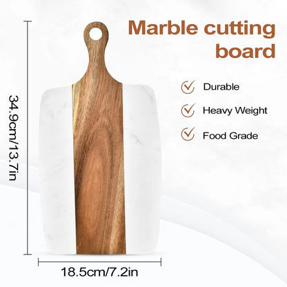 Elegant Wooden and Marble Cutting Board, Stylish and Durable Cutting Board, Perfect for Slicing and Serving Cheese or Meats