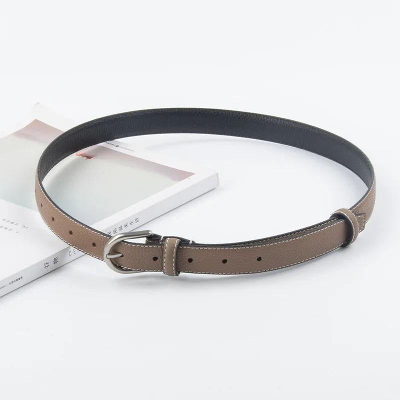 pipiTan Women's Lychee Texture Cowhide Belt The Max Mall