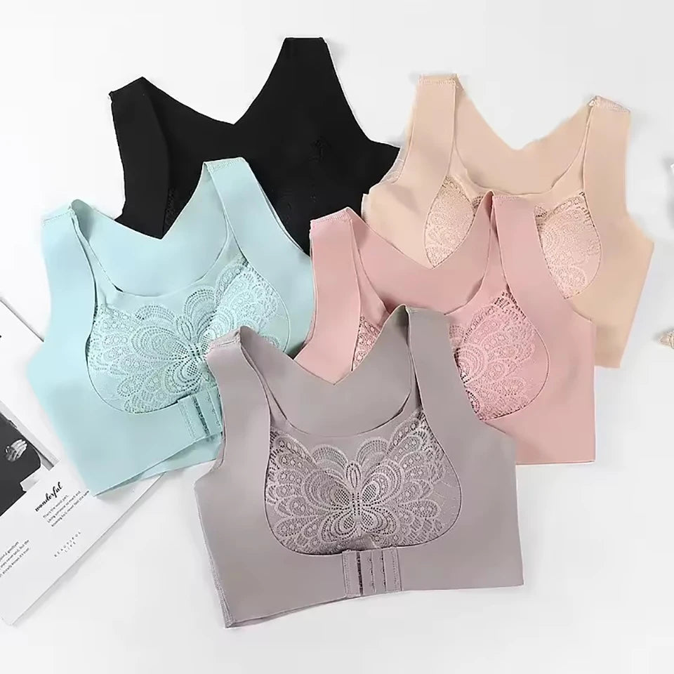 Seamless Push-Up Padded Bra with Lace Detail