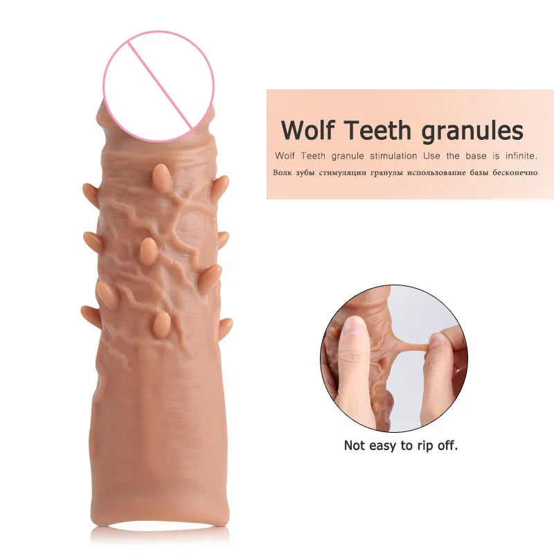 Realistic Condom Reusable Penis Sleeve Enlargement Condoms