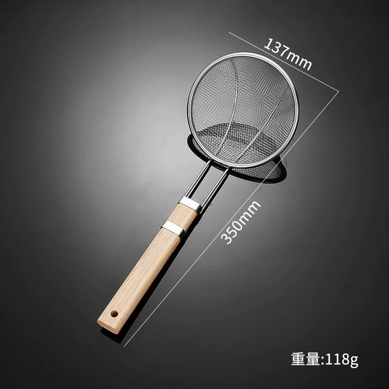 Multi Specification Stainless Steel Wooden Handle Mesh Colander