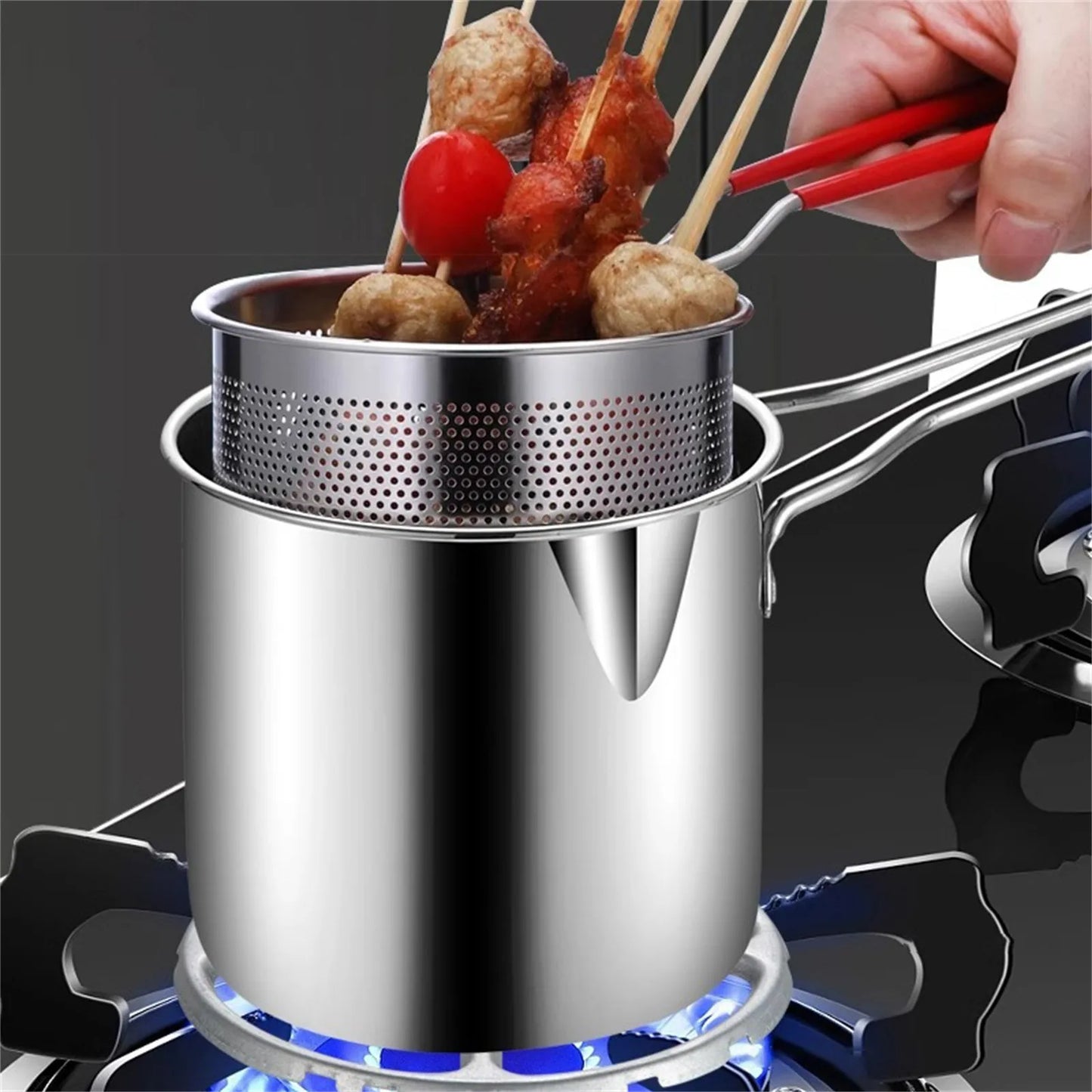 Small Frying Pan With Frying Basket Household Stainless Steel