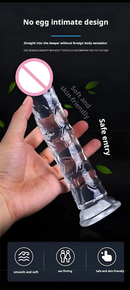 Transparent Soft Jelly Dildo Realistic Fake Dick Penis Suction Cup Dildo Realistic Sex Toys For Lesbian Women Female Masturbator