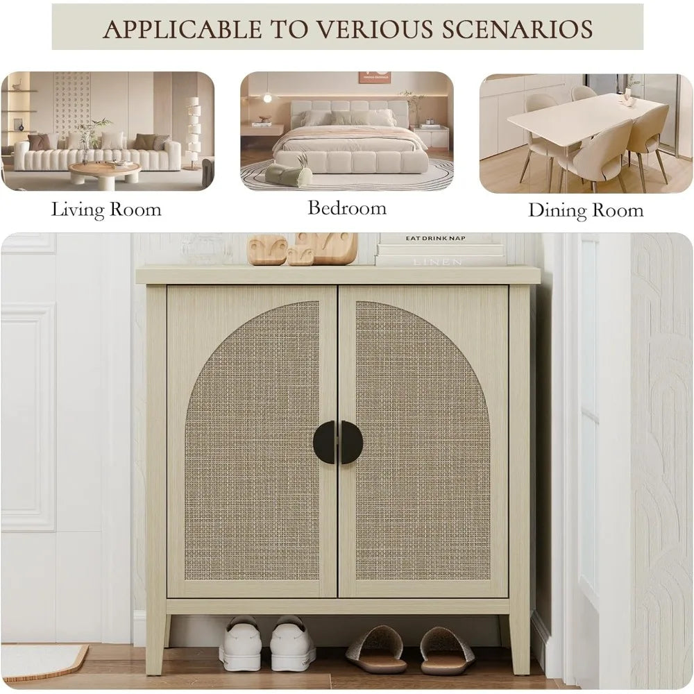 ZHUXIANG Rattan Cabinet - Modern Storage Sideboard