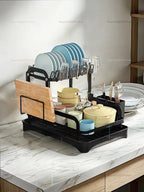 2-Tier Dish Drying Rack with Drainage Basket – Expandable Kitchen Sink Organizer The Max Mall