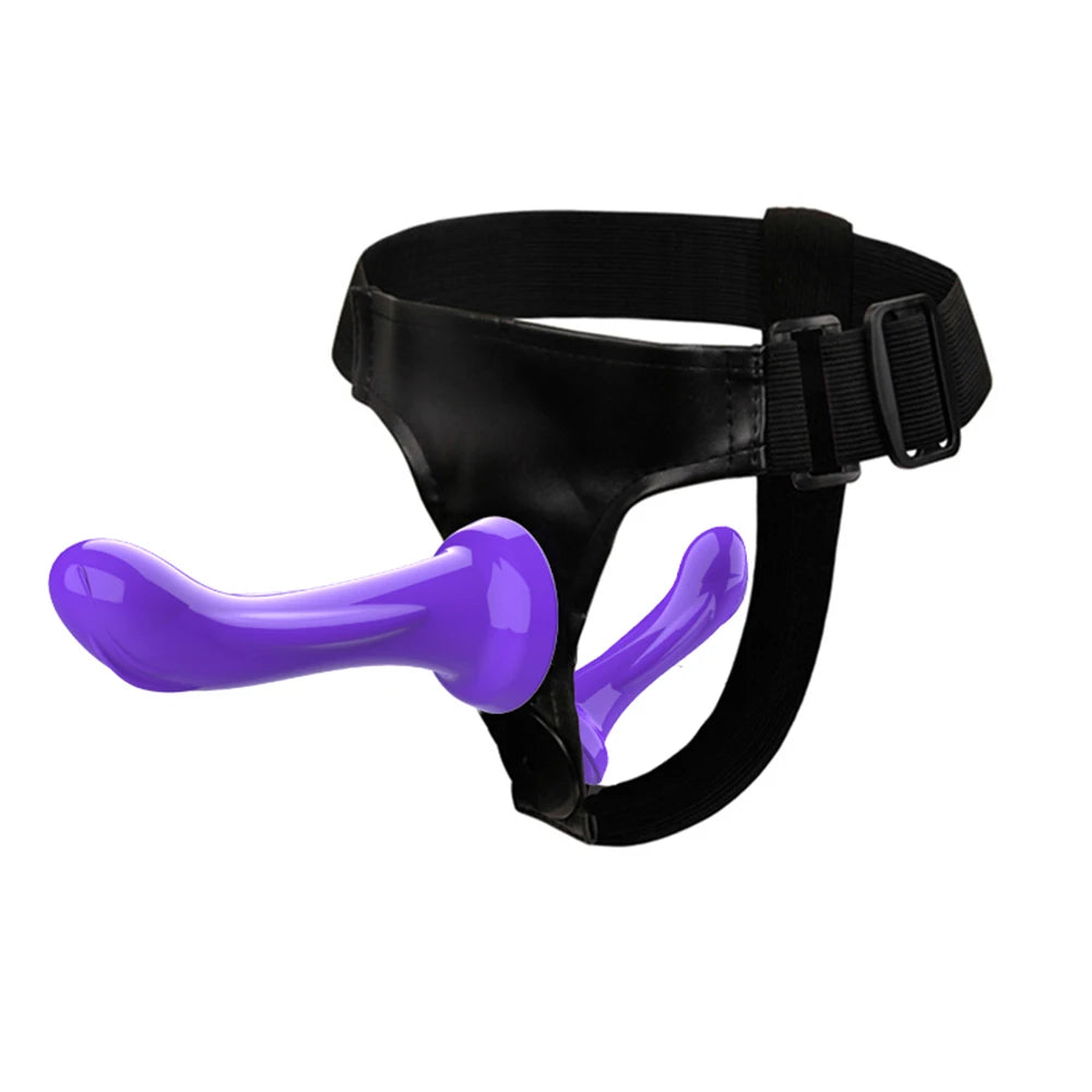 Double Dildo Vibrators For Lesbian  Bondage Harness Strap On Sex Toys For Women