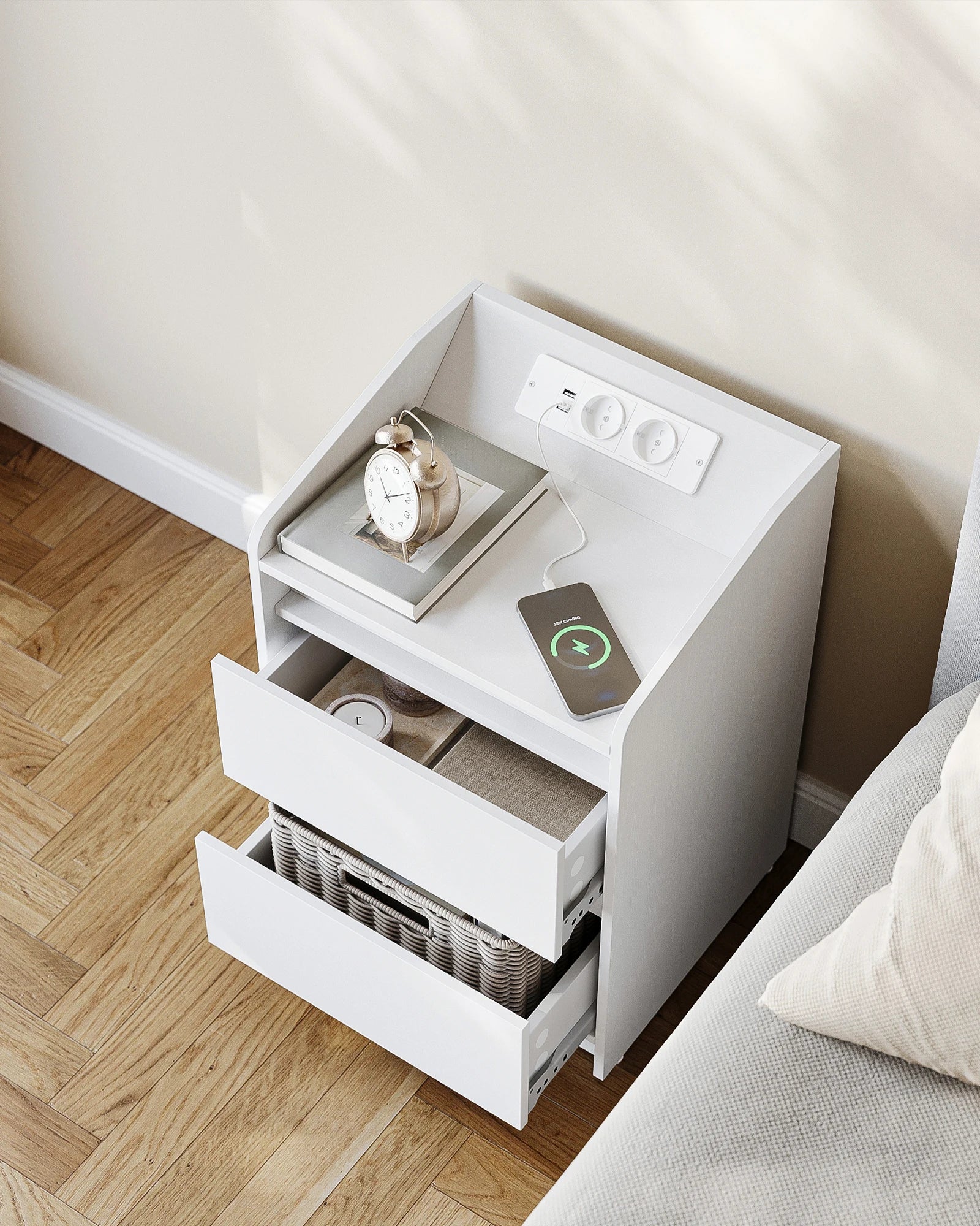 Modern Morocco Nightstand - 2 Drawer White NoEnName_Null