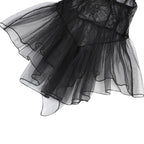 Fashion V Neck See Through Lace Nightdress Irregular Hem Flounce Sling Night Dress Lingerie Bowknot Lace Mesh Nightgown Sleep