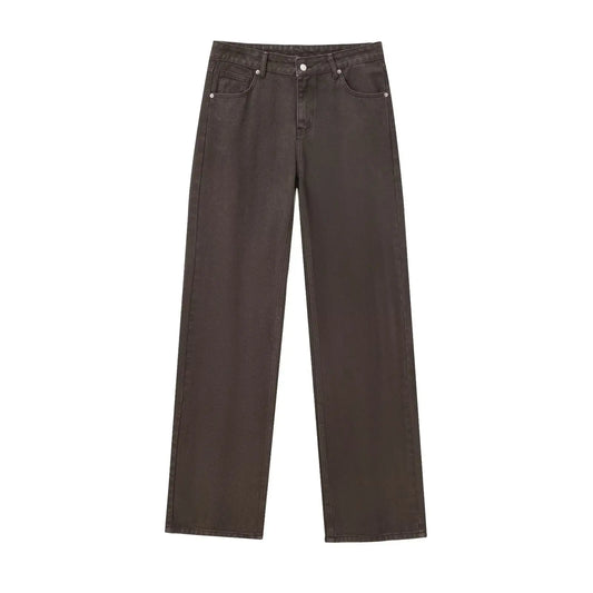 Tangada Women's Straight Denim Jeans - Mid Waist