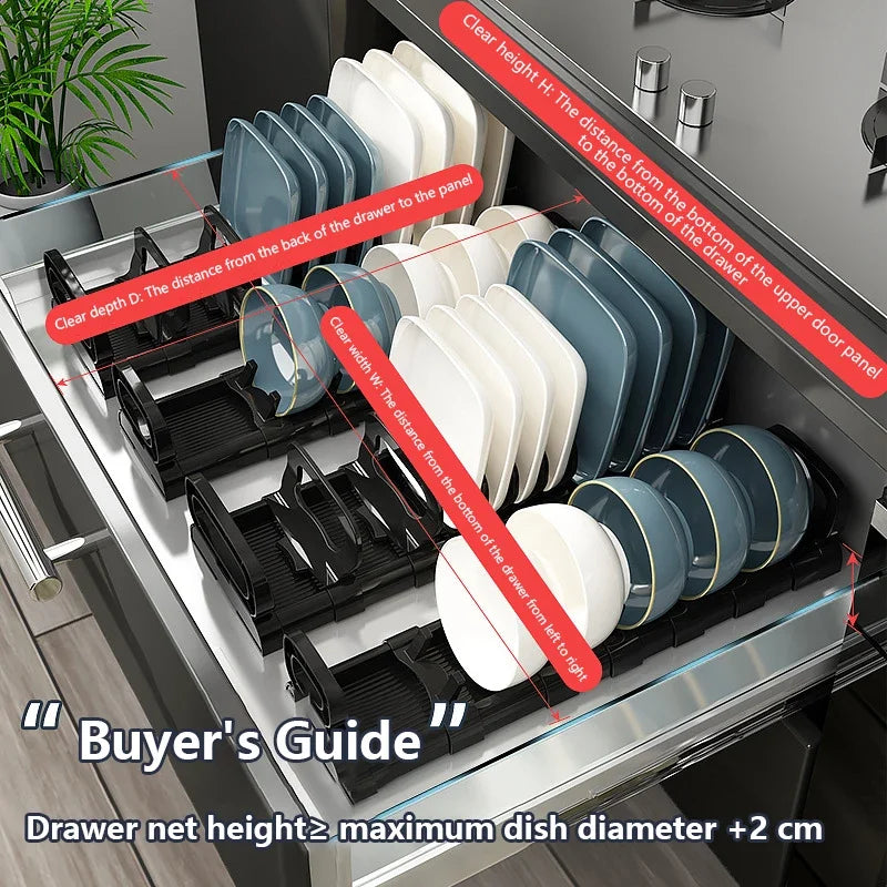 Kitchen Cabinet Dish Storage Rack Drawer