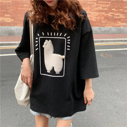 Baggy All-match T-shirts Women Casual Summer Korean Fashion