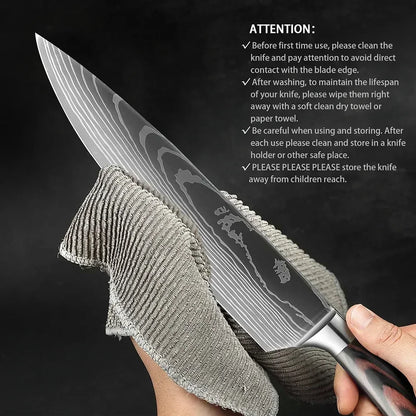 Laser Damascus Kitchen Knife