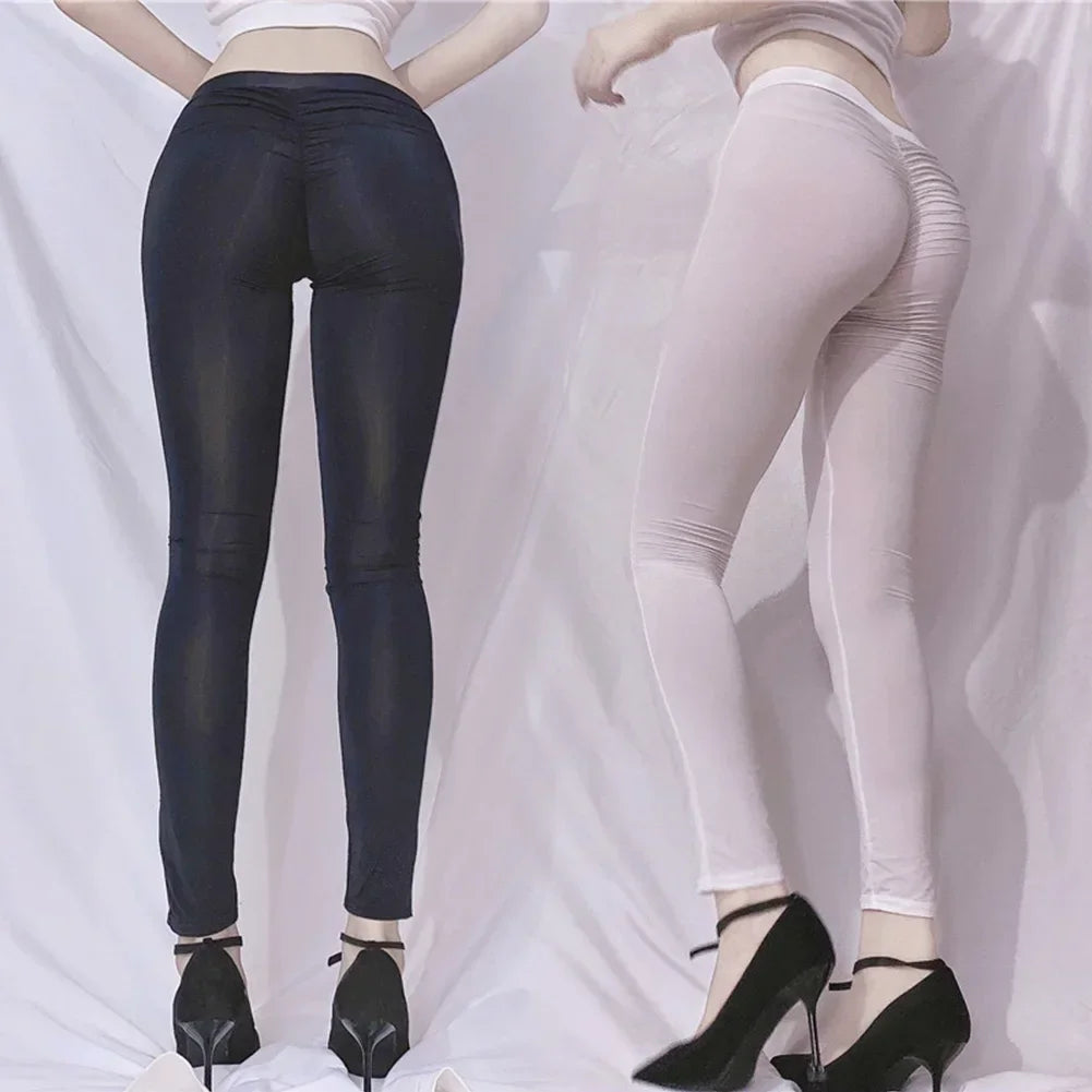 Women's High Waist Sheer Nylon Leggings