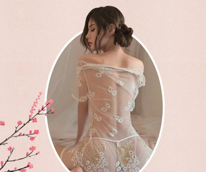 Sexy Lingerie Women Sexy Uniform Set Mesh Cheongsam Cosplay