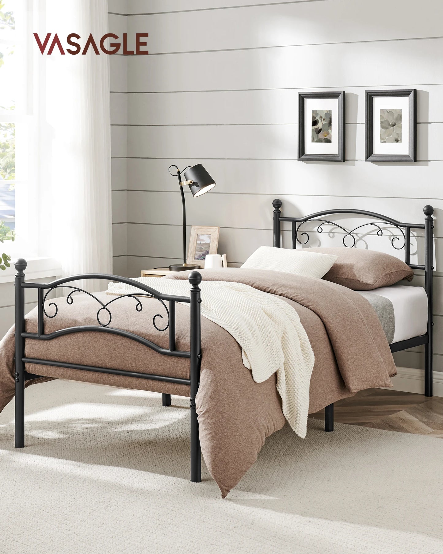VASAGLE Metal Single Bed