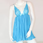 Sheer Pleated Babydoll Elegant Female Sexy Sling Lace Nightgown
