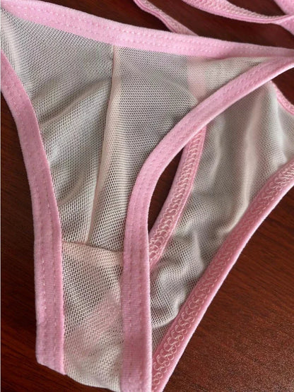 New Mesh G-String Bikini Brazilian Women Swimsuit See Through Bikini Set